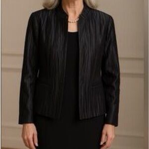Lafayette 148 New York Blazer Silk Blend Textured Black Evening Wear Size 8